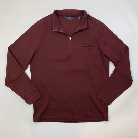 Hart Schaffner Marx Sweatshirt Mens Medium Garnet Red Cotton 1/4 Zip Pullover - Picture 2 of 11